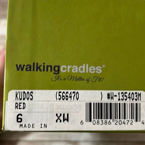 WALKING CRADLES Red Kudos Cork Wedge Heel Sandals Size 6WW Tiny Pillows Insoles - Picture 13 of 16